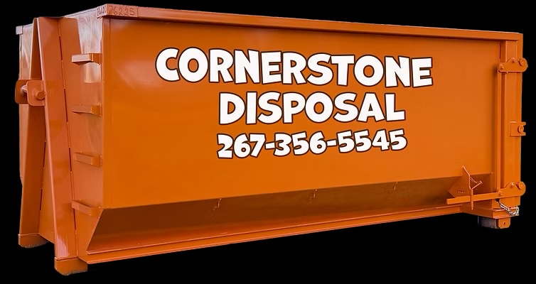 20-yard orange roll-off dumpster from Cornerstone Disposal in Doylestown, PA